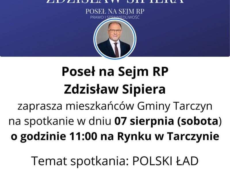 Zaproszenie na spotkanie z Posłem na Sejm RP Zdzisławem Sipierą