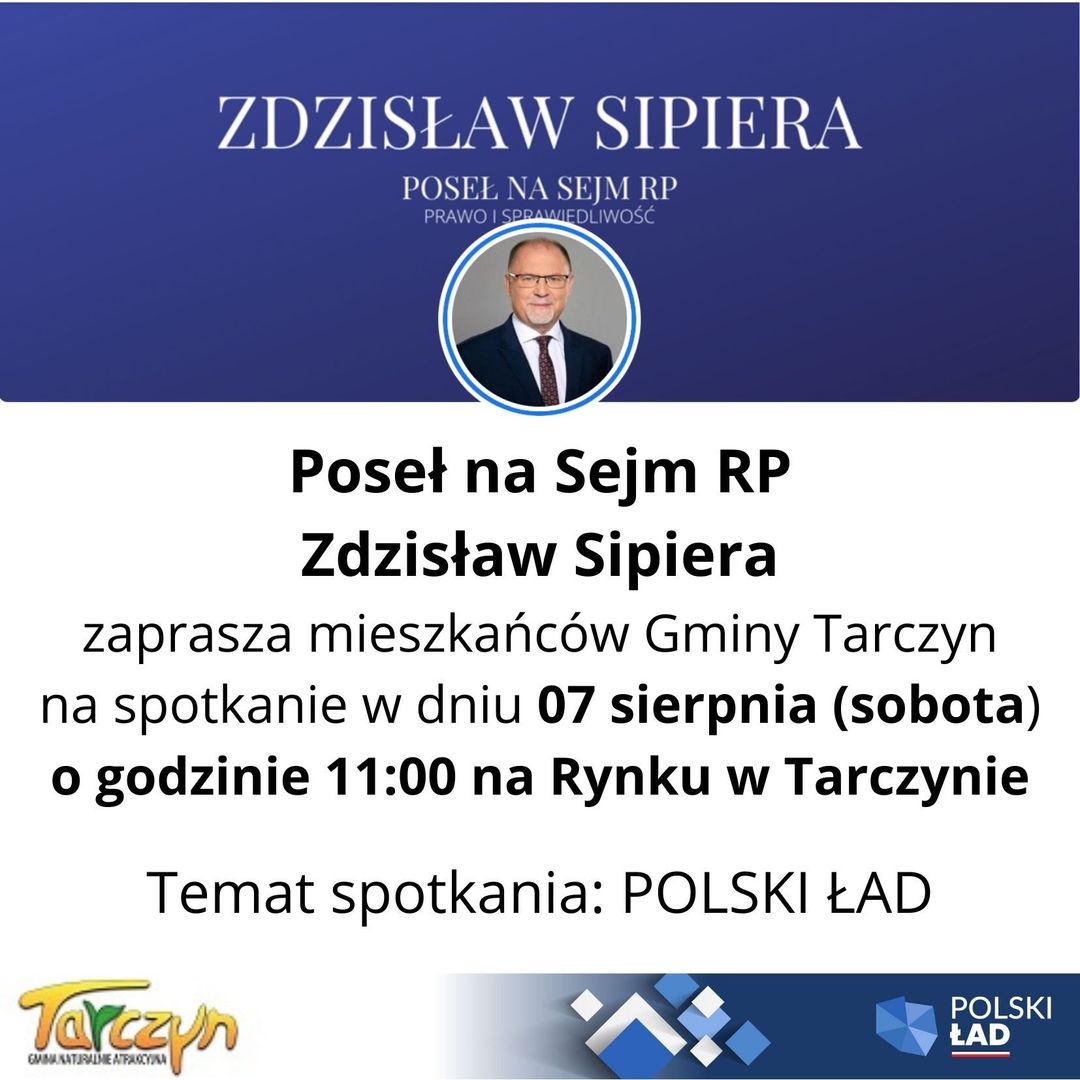 Zaproszenie na spotkanie z Posłem na Sejm RP Zdzisławem Sipierą