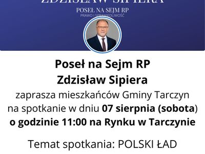 Zaproszenie na spotkanie z Posłem na Sejm RP Zdzisławem Sipierą