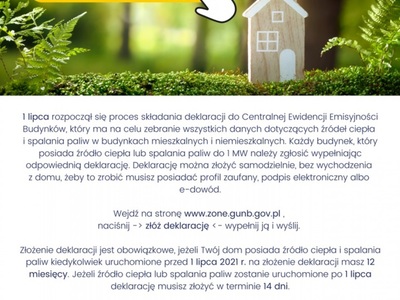 pierwsza strona ulotki o Centralnej Ewidencji Emisyjności Budynków