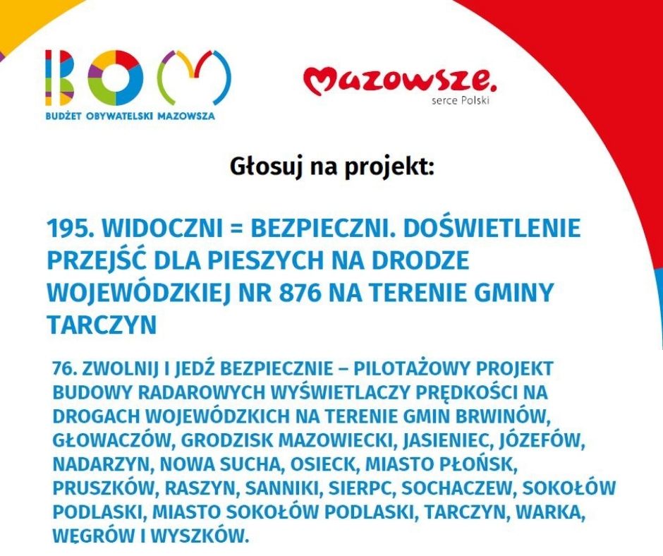 Lista projektów, na które można zagłosować w Budżecie Obywatelskim Mazowsza