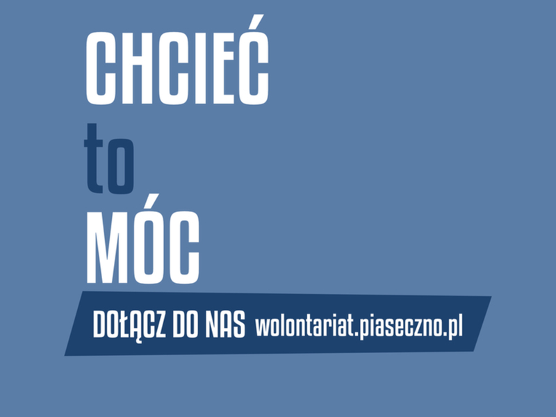 Plakat informacyjny Bazy Wolontariatu Powiatu Piaseczyńskiego.