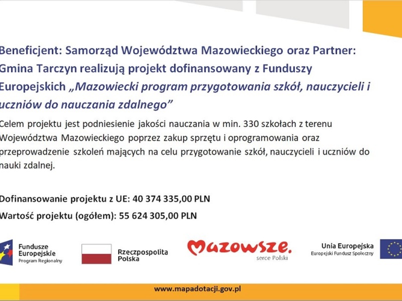 plakat dotyczący dofinansowania