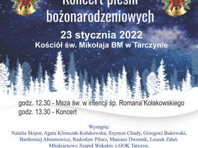 Plakat promujący koncert pieśni bożonarodzeniowych