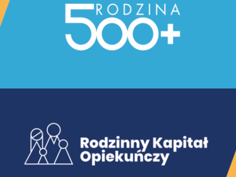 Baner promujący program 500+ i Rodzinny Kapitał Opiekuńczy