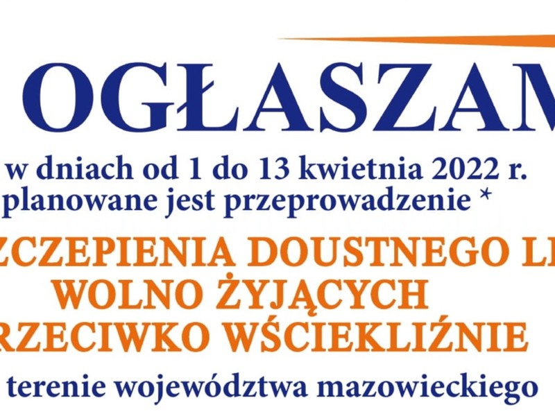 Ogłoszenie - szczepienie lisów