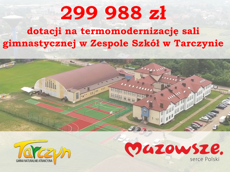 Baner opisujący dotacje dla Gminy Tarczyn