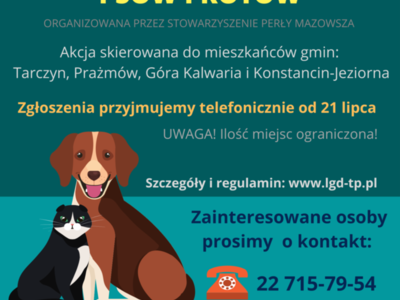 Plakat projektu dotyczącego kastracji psów i kotów
