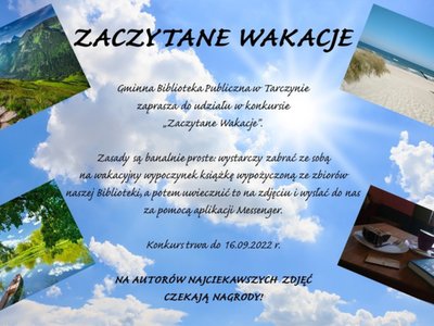 Plakat promujący konkurs Zaczytane wakacje