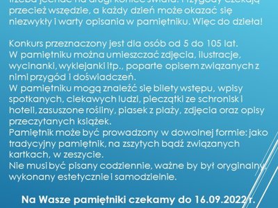 Plakat promujący konkurs Pamiętniki z wakacji
