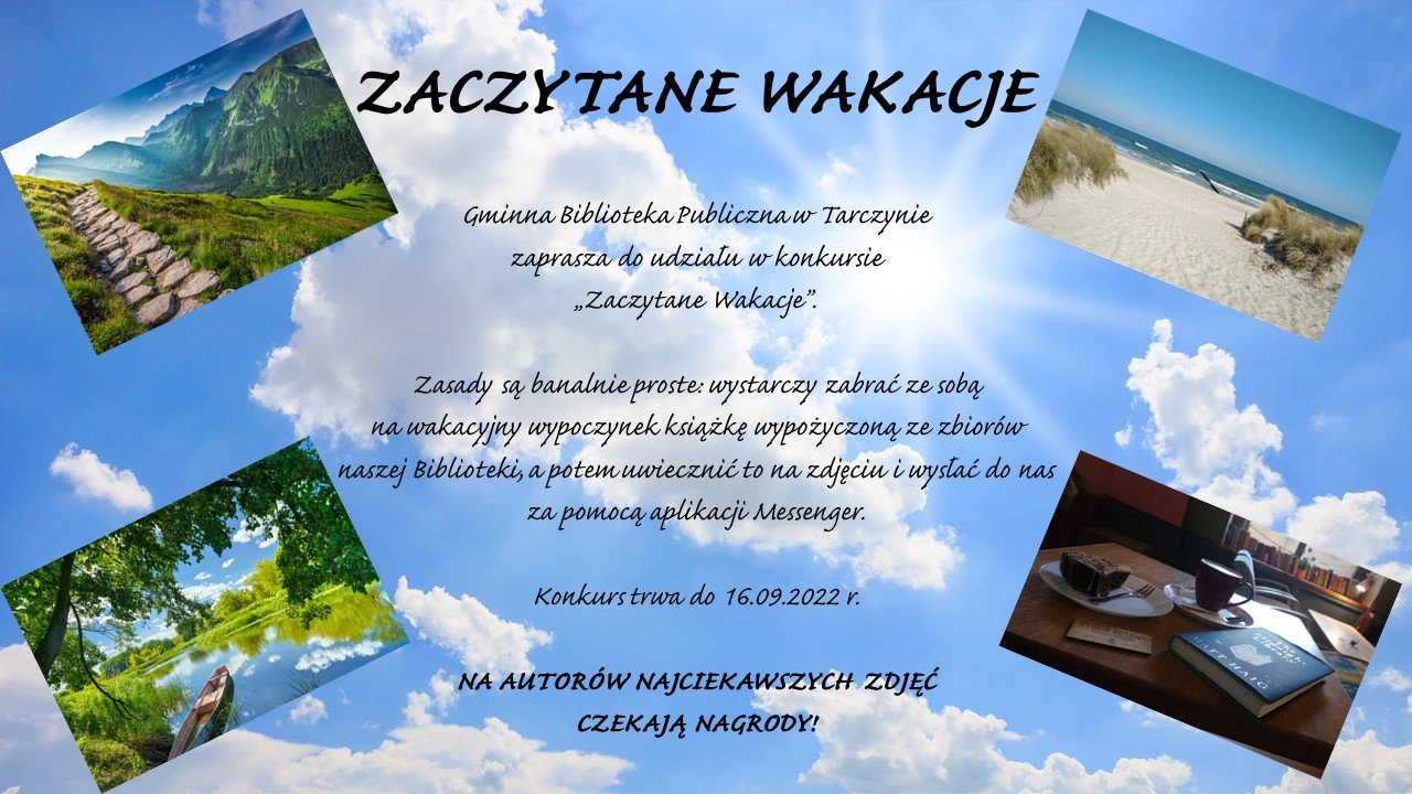 Plakat promujący konkurs Zaczytane wakacje