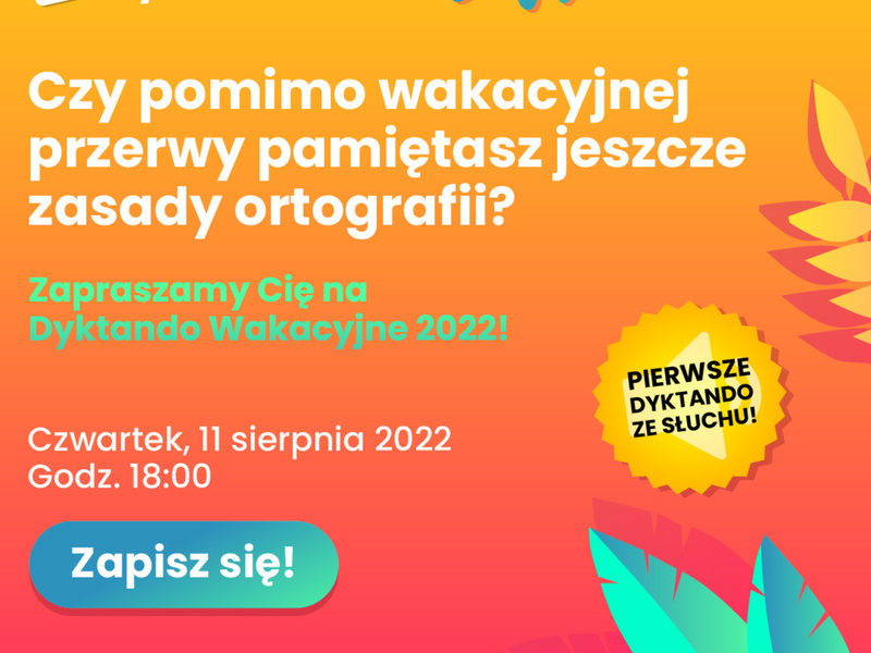 Baner wakacyjnego dyktanda