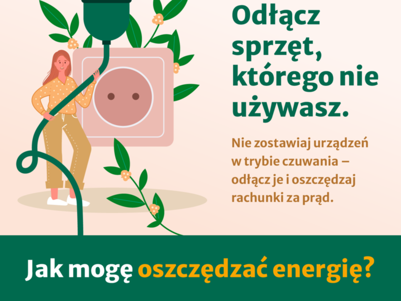 Baner akcji informacyjnej dot. oszczędzania energii