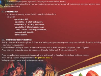 Plakat promujący konkurs na szopkę bożonarodzeniową