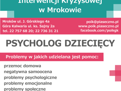 Plakat Punktu Interwencji Kryzysowej w Mrokowie