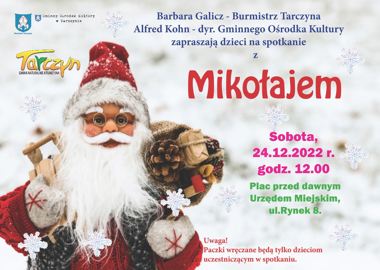 Plakat promujący spotkanie z Mikołajem