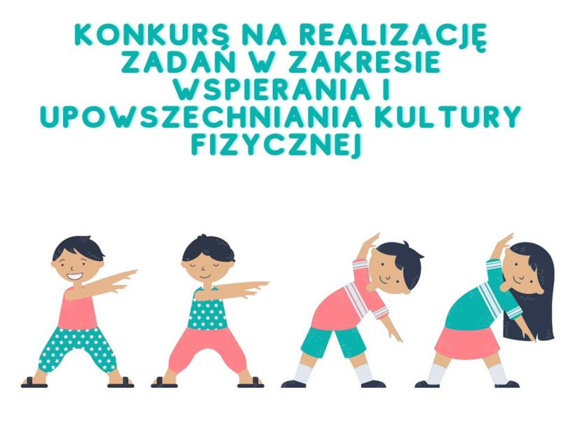 Baner przedstawia grafikę z ćwiczącymi dziecmi