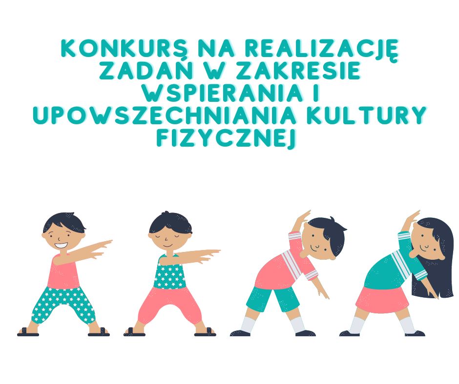 Baner przedstawia grafikę z ćwiczącymi dziecmi