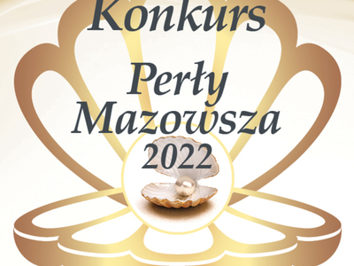 Baner przedstawiający perłę z napisem Perły Mazowsza 2022