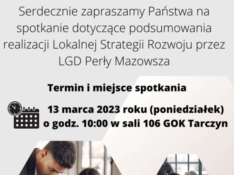 Zaproszenie na spotkanie dotyczące realizacji LSR przez LGD Perły Mazowsza