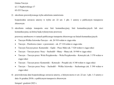 Ogłoszenie o zamiarze zawarcia umowy 2024 i 2025