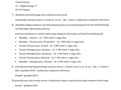 Ogłoszenie o zamiarze bezpośredniego zawarcia umowy
