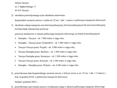Ogłoszenie o zamiarze bezpośredniego zawarcia umowy