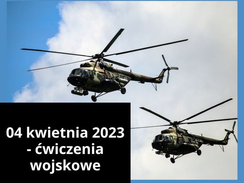 plakat o ćwiczeniach wojskowych z użyciem śmigłowców
