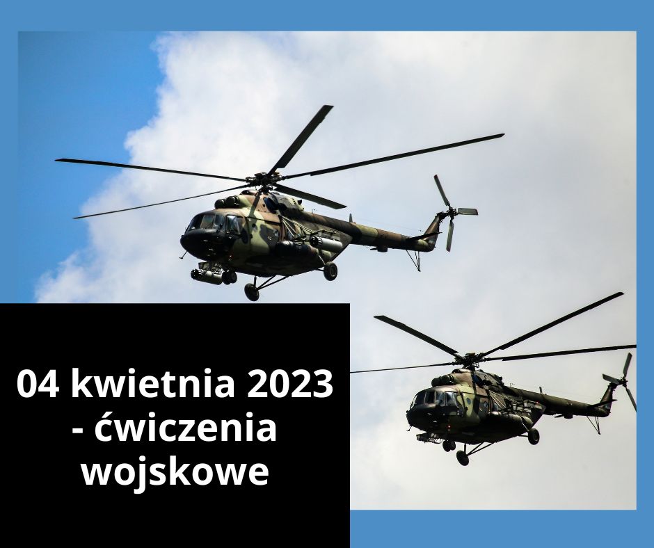 plakat o ćwiczeniach wojskowych z użyciem śmigłowców