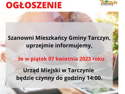 ogłoszenie o godzinach pracy urzędu w wielki piątek