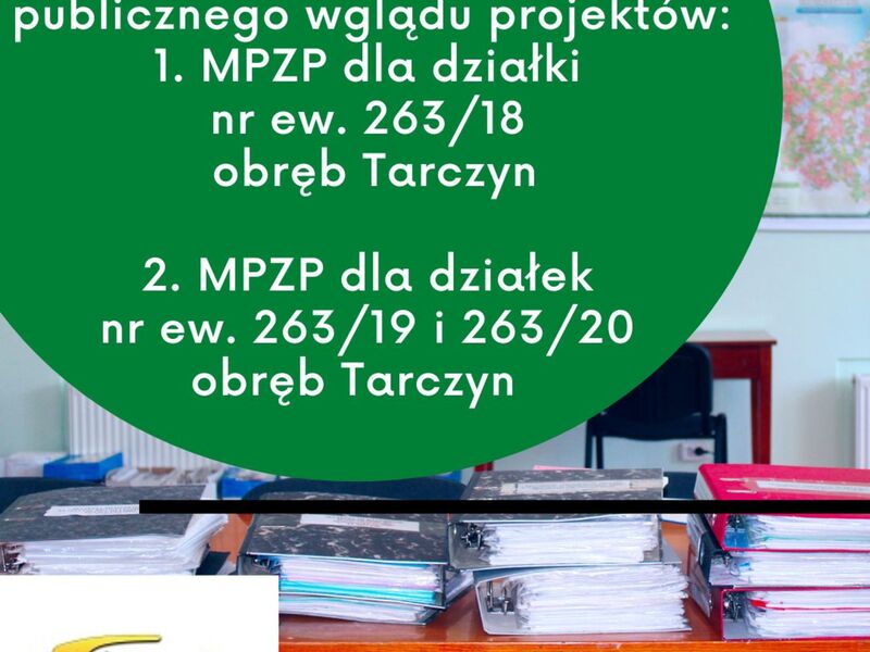OGŁOSZENIE o wyłożeniu do publicznego wglądu projektów MPZP