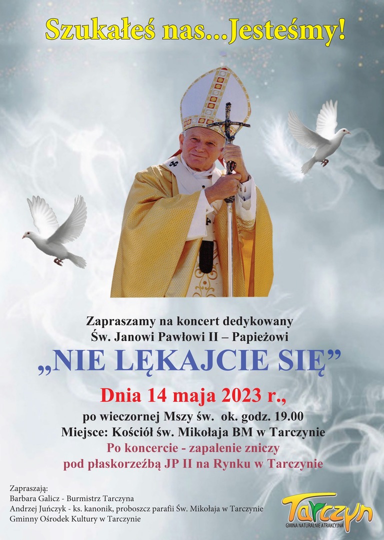 Plakat zapraszający na koncert dla Jana Pawła II