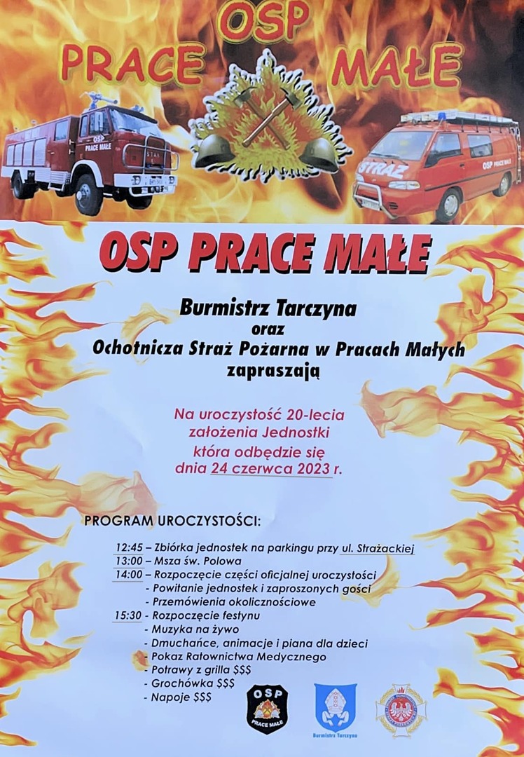 Zaproszenie na jubileusz OSP Prace Małe