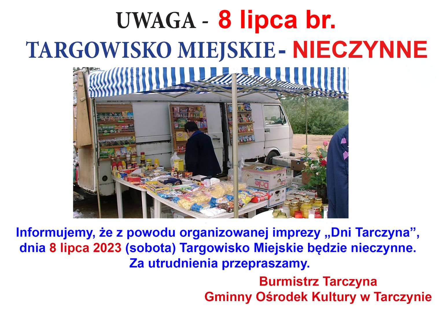 informacja targowisko miejskie nieczynne