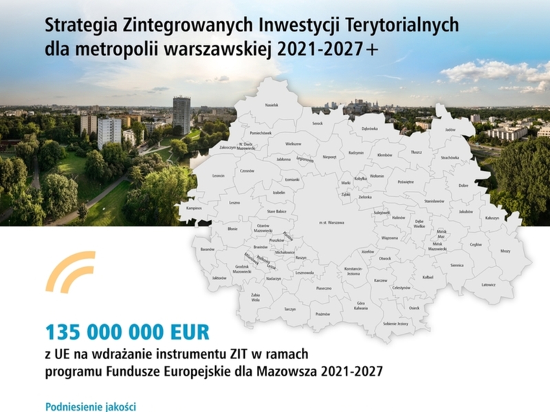 Plakat promujący  konsultacje społeczne metropolii warszawskiej