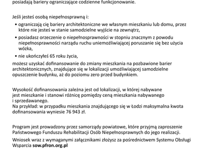 Treść programu Dostępne mieszkanie