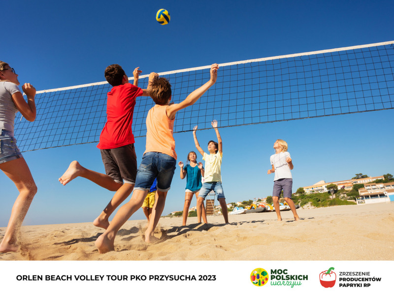 zdjęcie przedstawia dzieci grające w siatkówkę plażową