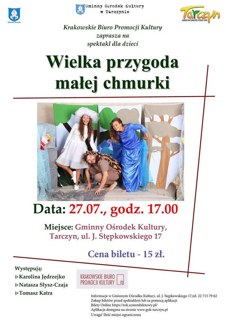 Plakat promujący przedstawienie Wielka przygoda małej chmurki