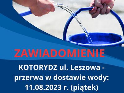 zawiadomienie o przerwie w dostawie wody