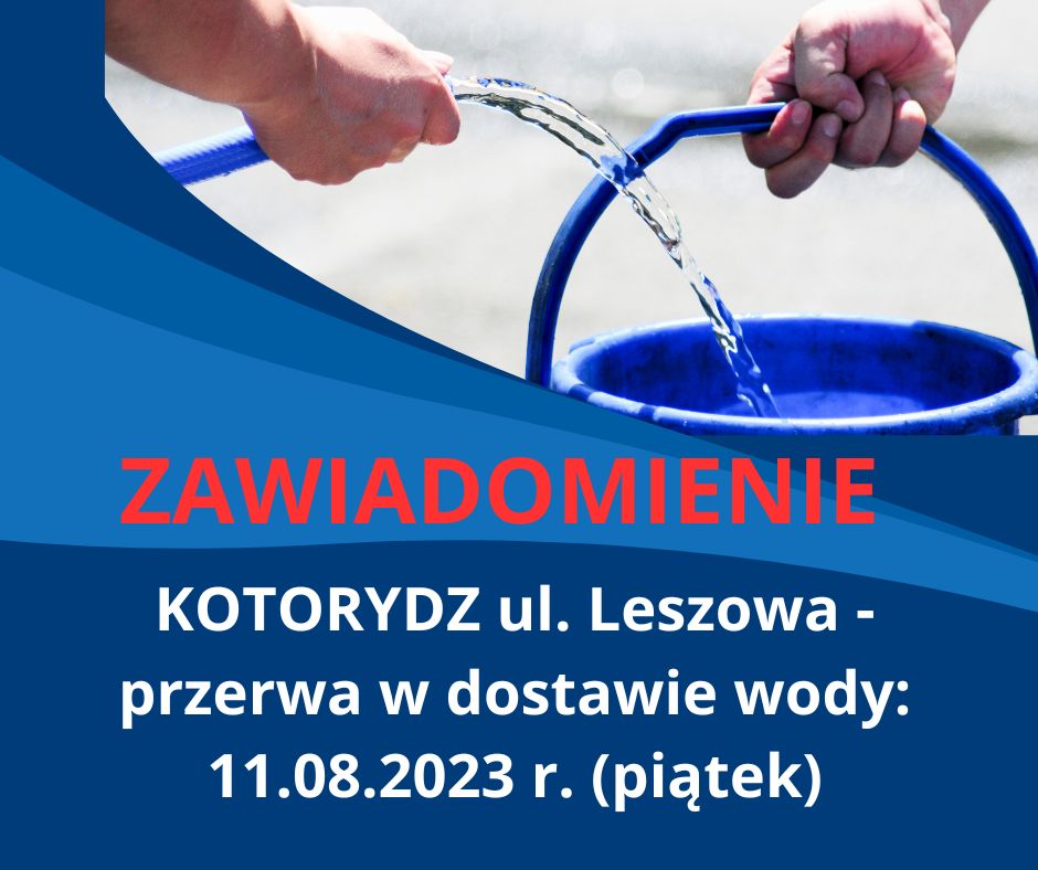 zawiadomienie o przerwie w dostawie wody