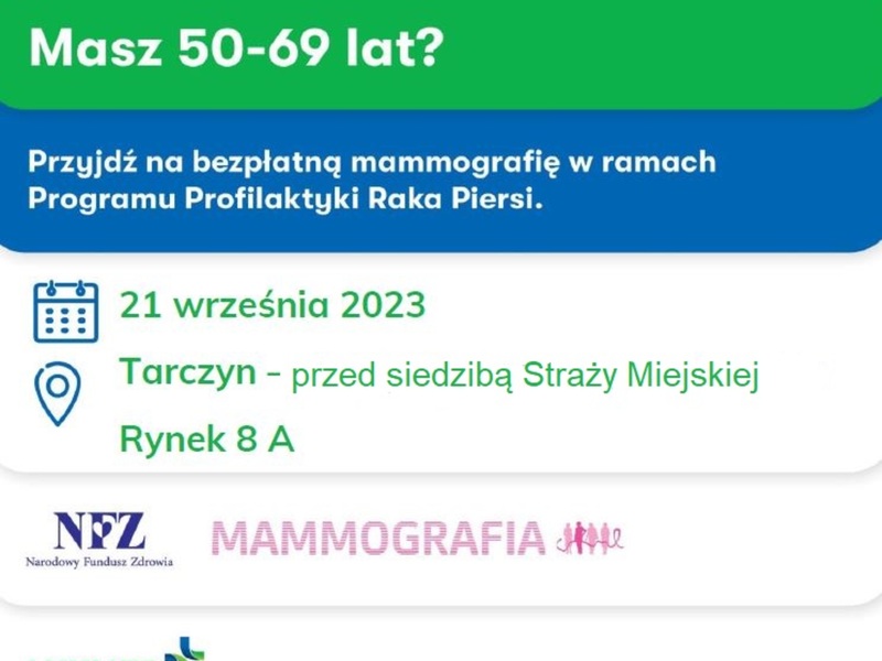 zaproszenie na badanie mammograficzne