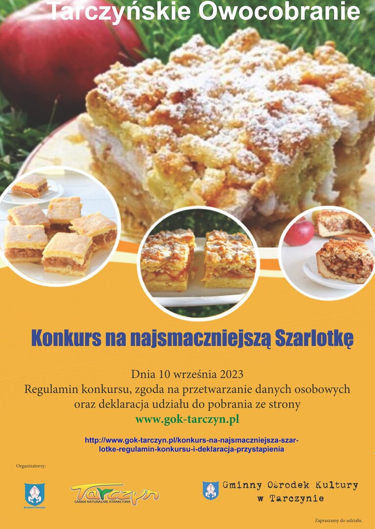 plakat promujący konkurs na najsmaczniejszą szarlotkę