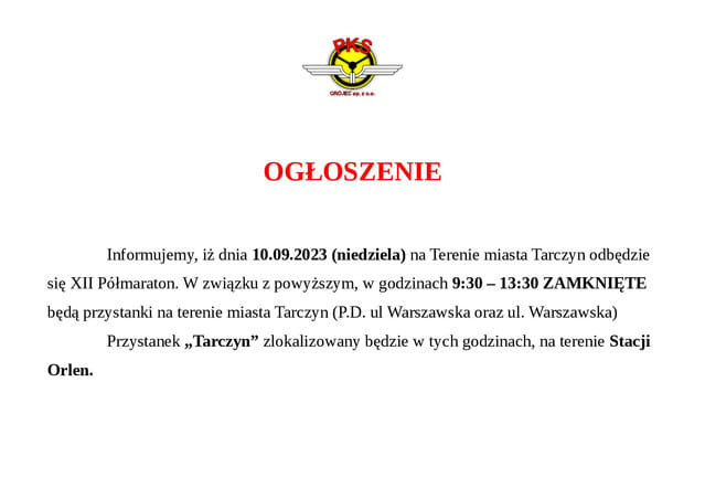 Ogłoszenie pks grójec