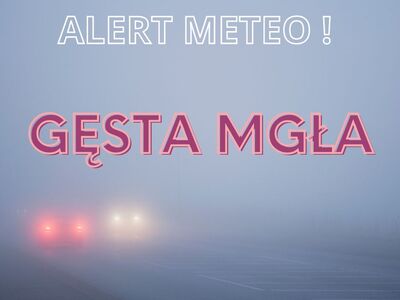 Baner informujący o gęstej mgle