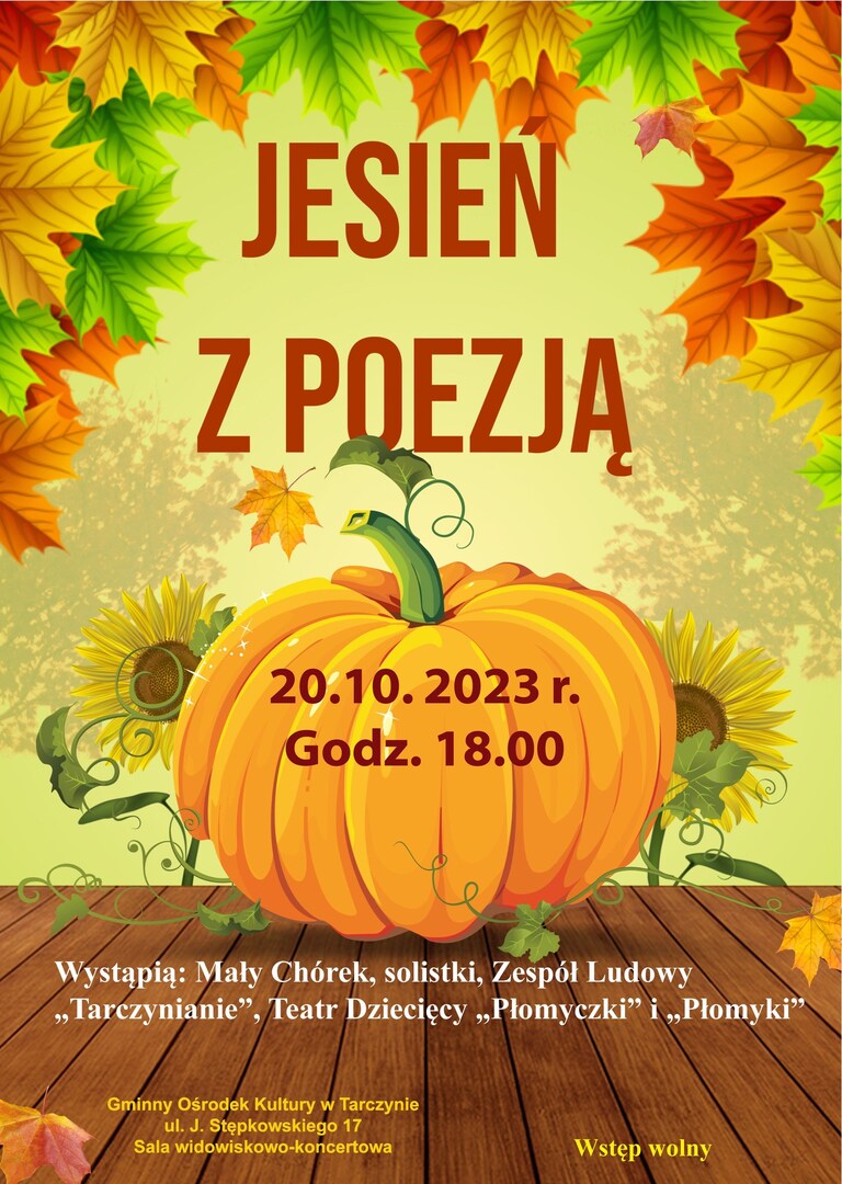 Plakat zapraszający na jesień z poezją