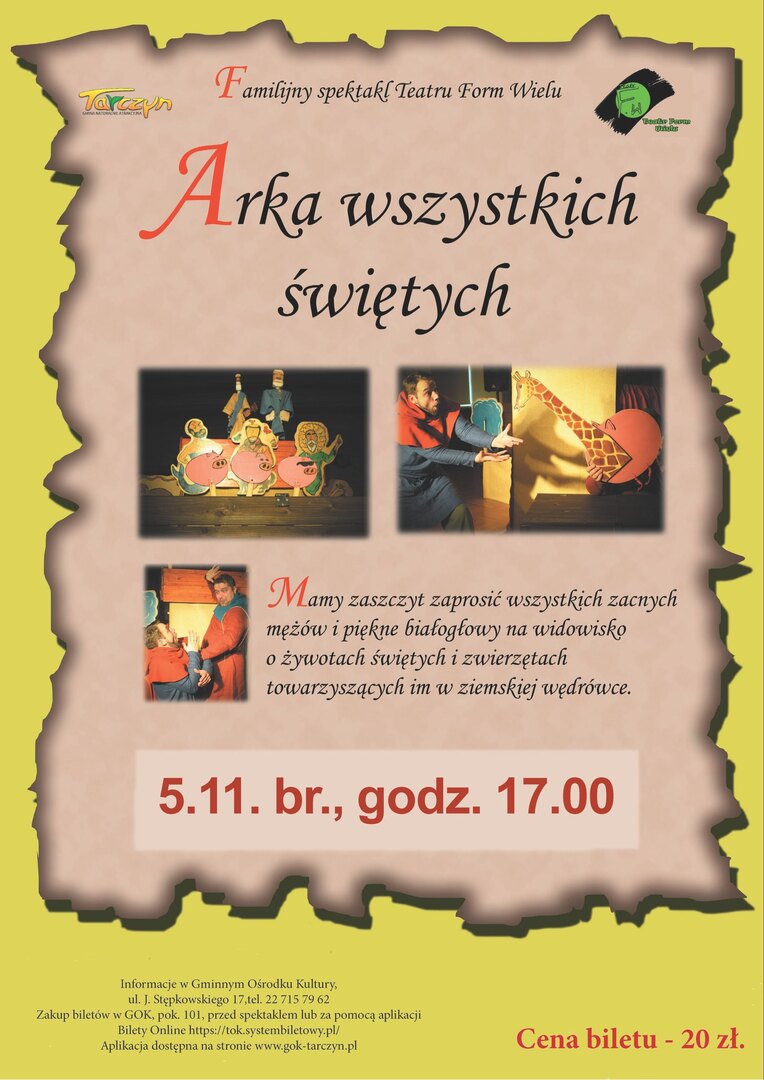 Plakat zapraszający na przedstawienie Arka Wszystkich Świętych