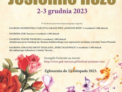 Plakat festiwalu jesienne róże
