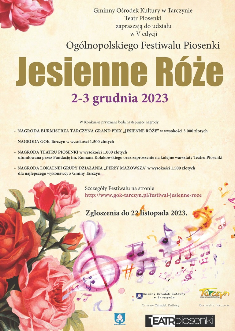 Plakat festiwalu jesienne róże