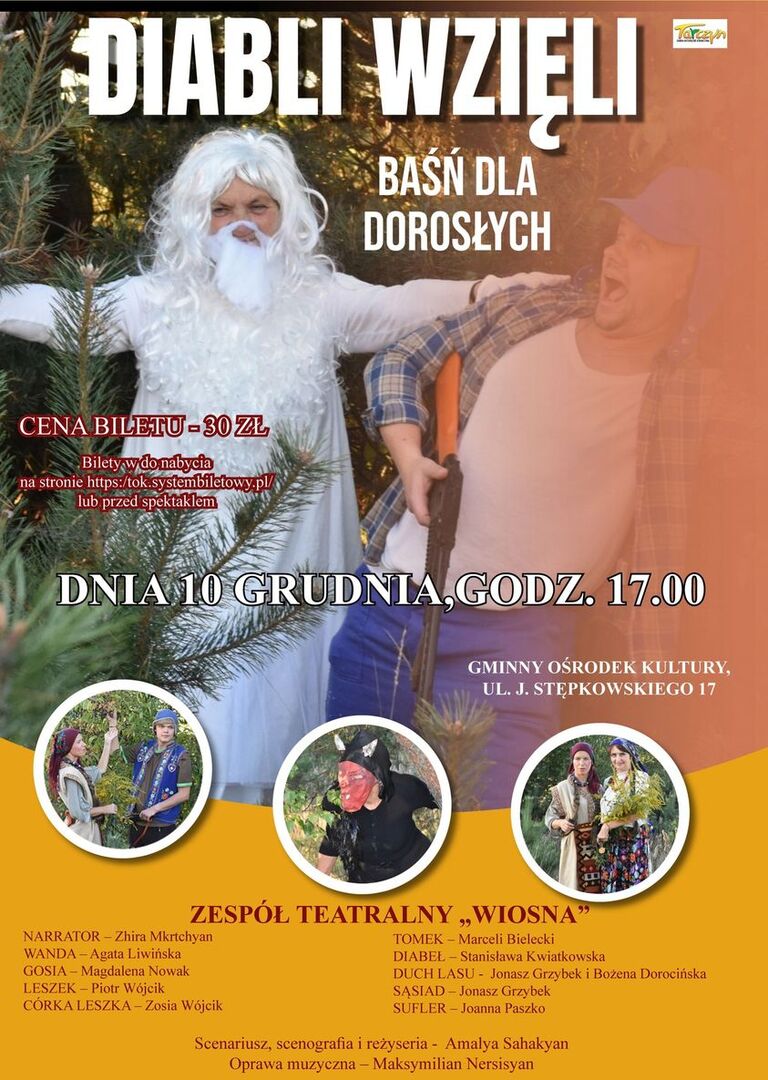 Plakat spektaklu Diabli wzięli