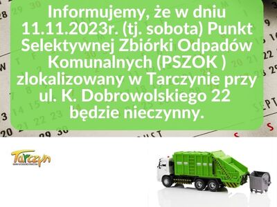 informacja o godzinach pracy PSZOK